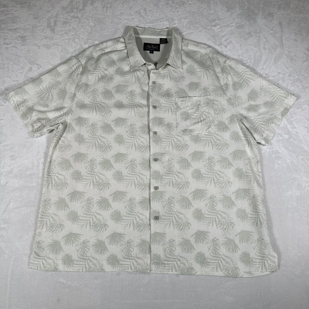 Nat Nast Shirt Men Size XL Short Sleeve Single Pocket Silk Blend Hawaiian GUC